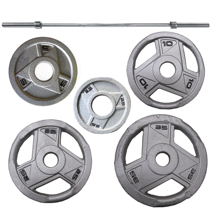 Ironman 86 Inch Olympic Weight Bar and 200 lb Olympic Weight Set