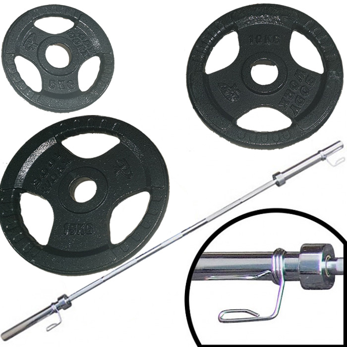 Ironman 90kg Olympic Tri-grip Hammerton Weight Set with 86" Olympic Weight Bar - Image 2