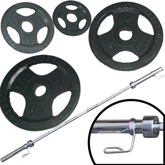 Ironman 110kg Olympic Tri-grip Hammerton Weight Set with 2.2m Olympic Weight Bar