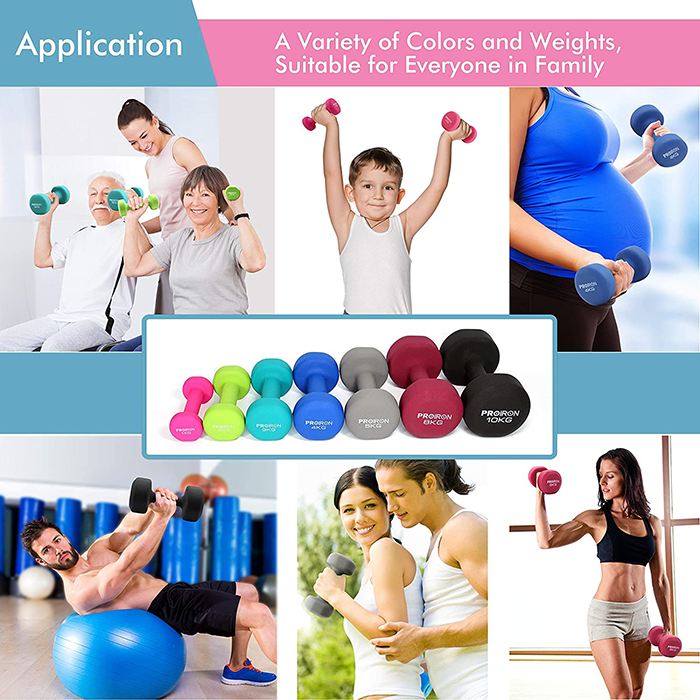 PROIRON Neoprene Coated 5kg Dumbbells