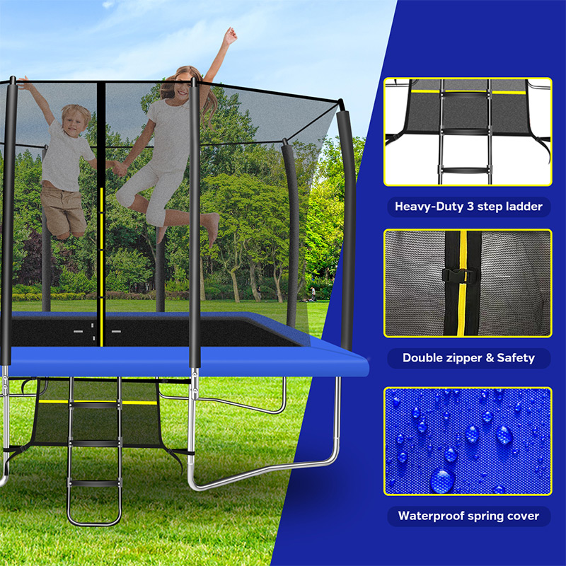 9x14ft Rectangular Trampoline with Safety Enclosure Blue