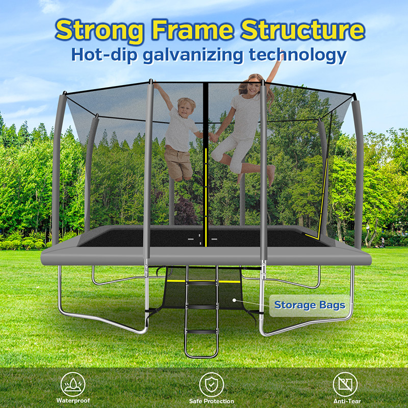 Big Air Extreme 7x10ft Rectangular Trampoline with Safety Enclosure Grey - Free Ladder & Shoe Tidy - Image 5