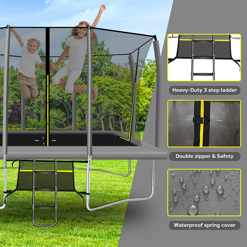 Big Air Extreme 7x10ft Rectangular Trampoline with Safety Enclosure Grey - Free Ladder & Shoe Tidy - Image 7