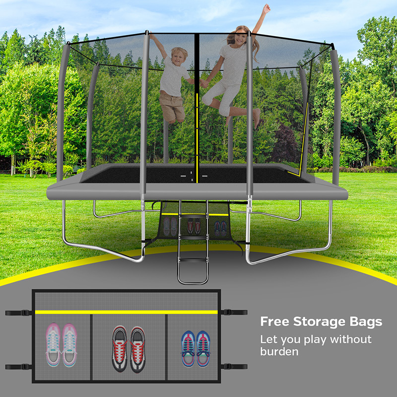 Big Air Extreme 7x10ft Rectangular Trampoline with Safety Enclosure Grey - Free Ladder & Shoe Tidy - Image 6