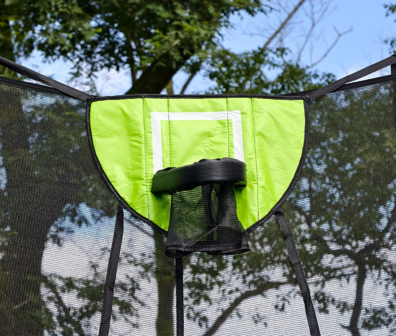 7x11ft Rectangular Trampoline with Safety Enclosure Green FREE Ladder & Basketball Game