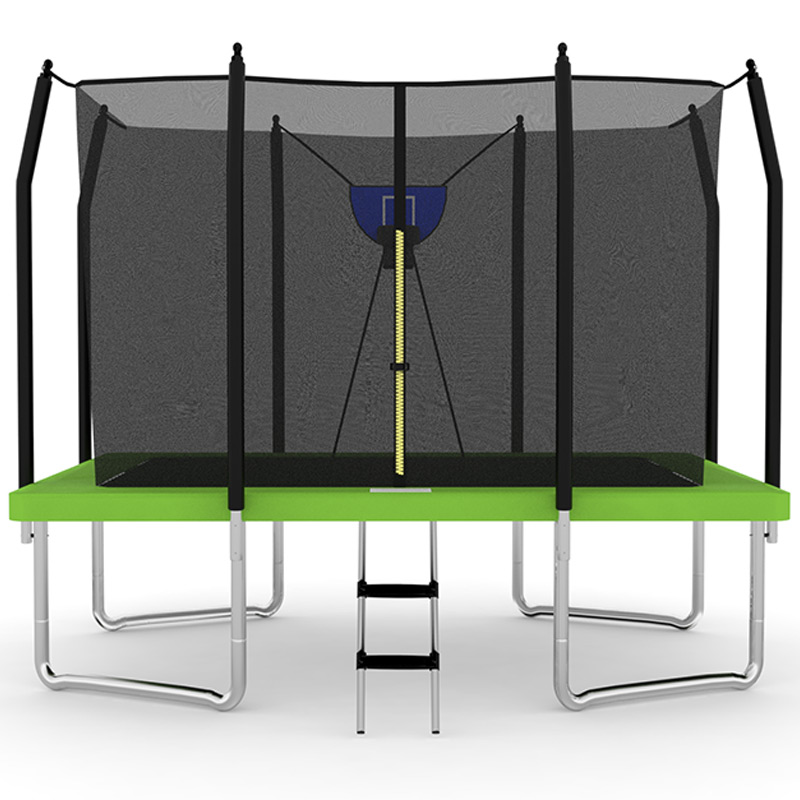 7x11ft Rectangular Trampoline with Safety Enclosure Green FREE Ladder & Basketball Game
