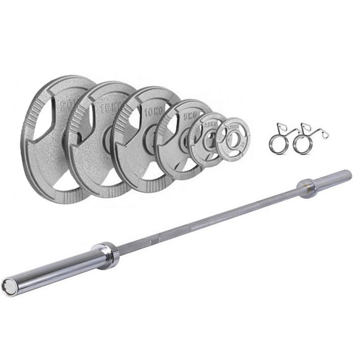 Ironman 145kg Olympic Tri-grip Hammertone Weight Set with 86" Olympic Weight Bar