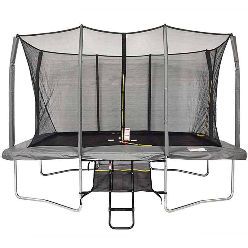 Big Air Extreme 8x12ft Rectangular Trampoline with Safety Enclosure Grey – Free Ladder & Shoe Tidy