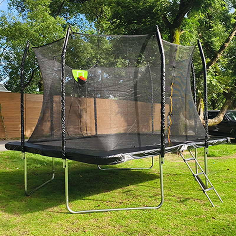 Big Air Bounce 7x 9ft Rectangular Trampoline with Safety Enclosure Black FREE Ladder & Basketball Game - Image 4