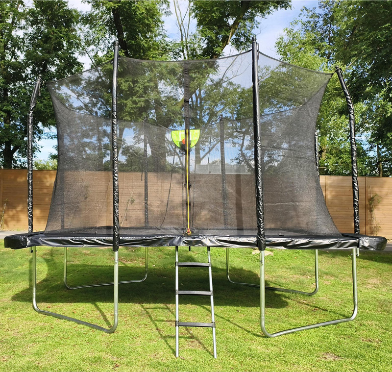 Big Air Bounce 7x 9ft Rectangular Trampoline with Safety Enclosure Black FREE Ladder & Basketball Game - Image 5