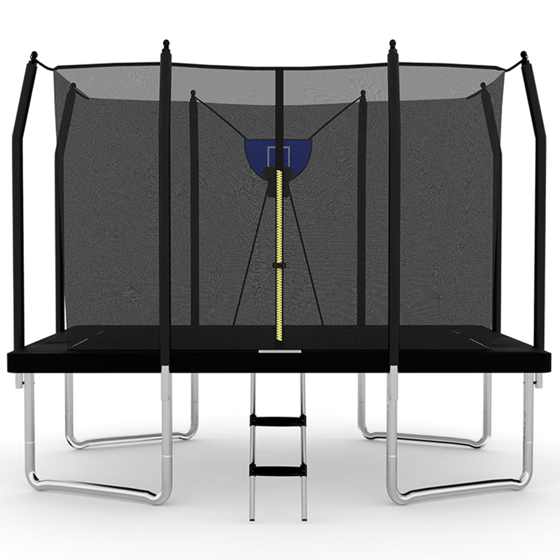 Big Air Bounce 10x12ft Rectangular Trampoline with Safety Enclosure Black FREE Ladder & Basketball Game