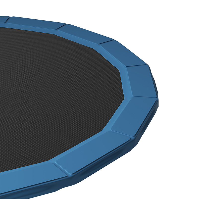 14ft Trampoline with Safety Enclosure Free Ladder Floor Mat & Socks – Black / Blue