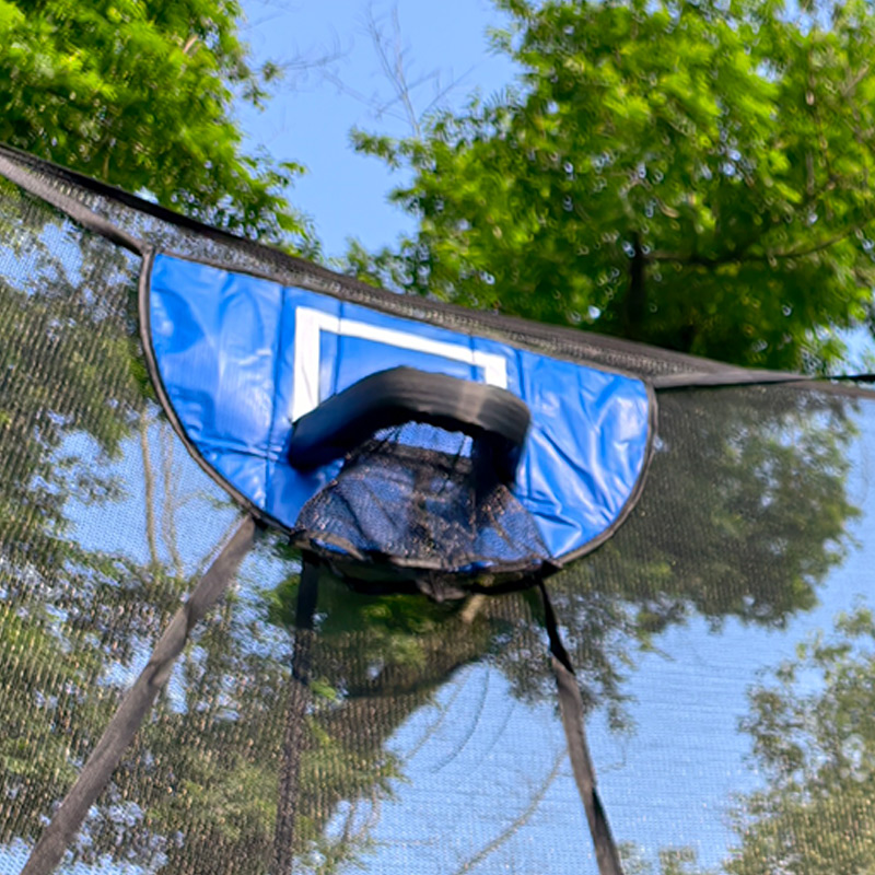 Big Air Bounce 5x7ft Rectangular Trampoline with Safety Enclosure Blue FREE Ladder & Basketball Game - Image 6
