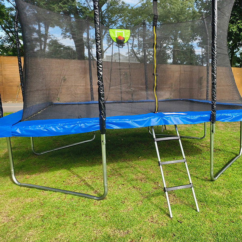 Big Air Bounce 8x12ft Rectangular Trampoline with Safety Enclosure Blue FREE Ladder & Basketball Game - Image 6