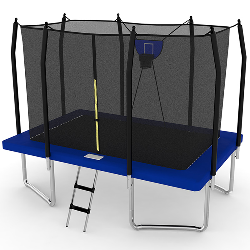 Big Air Bounce 5x7ft Rectangular Trampoline with Safety Enclosure Blue FREE Ladder & Basketball Game - Image 3