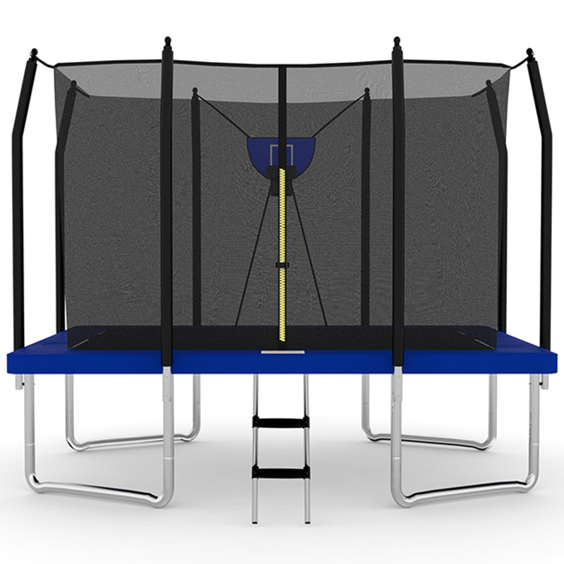 Big Air Bounce 10x12ft Rectangular Trampoline with Safety Enclosure Blue FREE Ladder & Basketball Game
