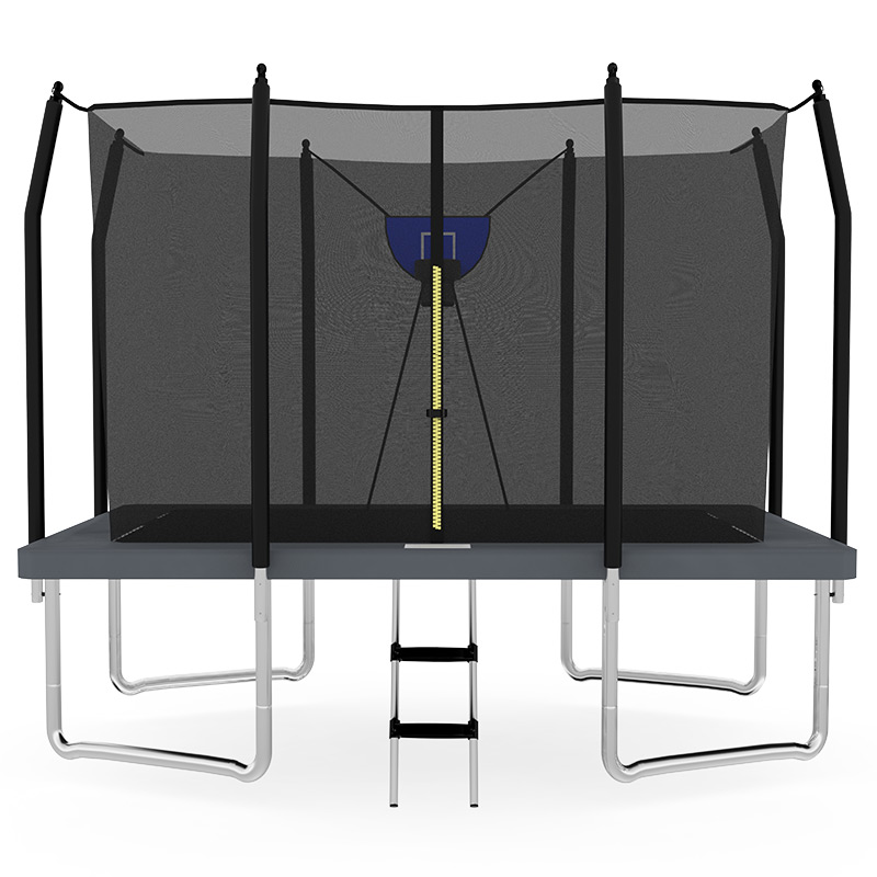 Big Air Bounce 5x7ft Rectangular Trampoline with Safety Enclosure Grey FREE Ladder & Basketball Game
