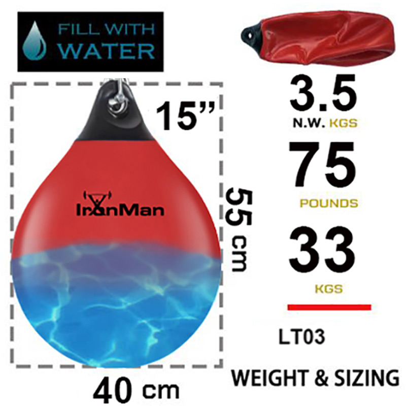 Ironman 15" Aqua Punching Bag Black - Image 2