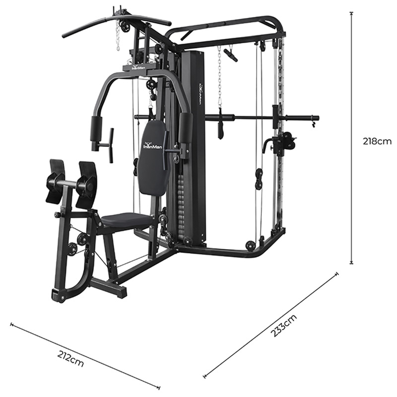 IronMan Deluxe Home Multi Gym with Smith Machine and Cables - 65kg Weight Stack - Image 5