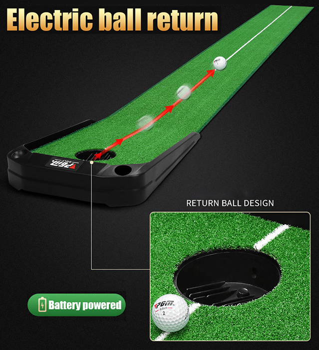 Hillman PGM 3m Golf Putting Trainer Artificial Turf with Electronic Ball Return - Image 6