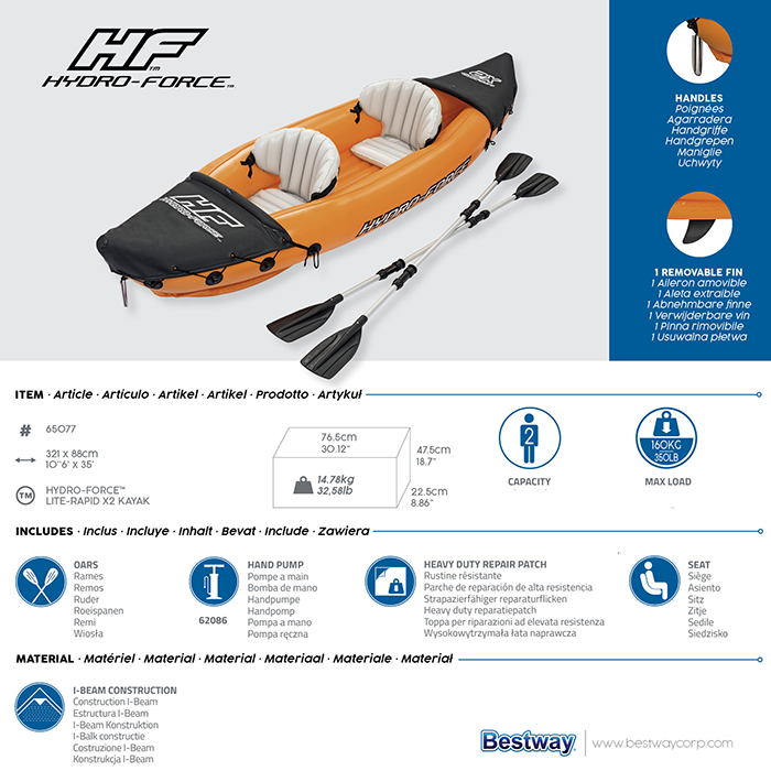 Bestway Hydro-Force Lite-Rapid X2 - 2 Person Inflatable Kayak Set - Image 5