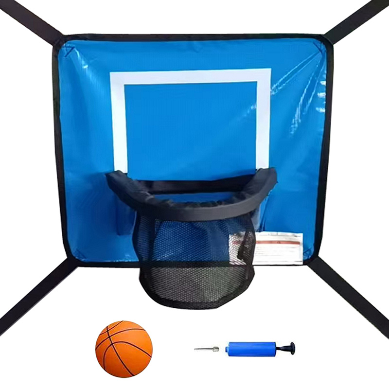 7x10ft Rectangular Trampoline with Safety Enclosure Grey - Free Ladder Shoe Tidy Anchor Kit Basketball Game